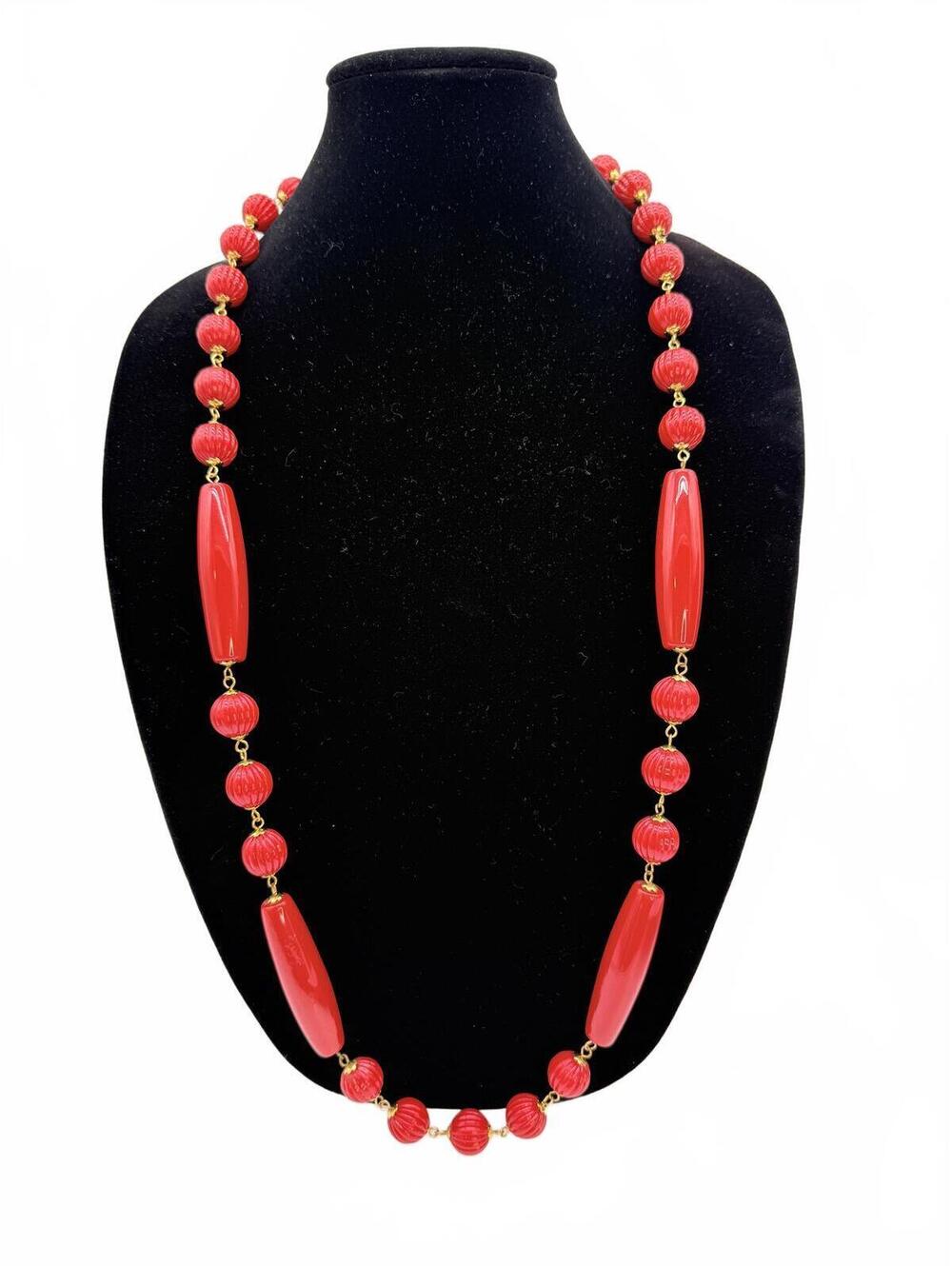 Kenneth Jay Lane - Vintage Fluted Melon and Barrel Bead Necklace